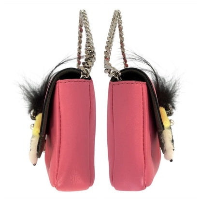 Fendi Monster Star Micro Baguette Pink Silver Shoulder Bag