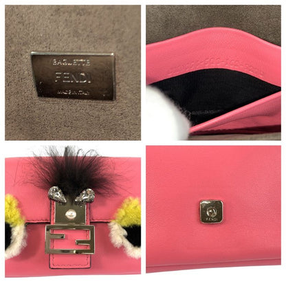 Fendi Monster Star Micro Baguette Pink Silver Shoulder Bag