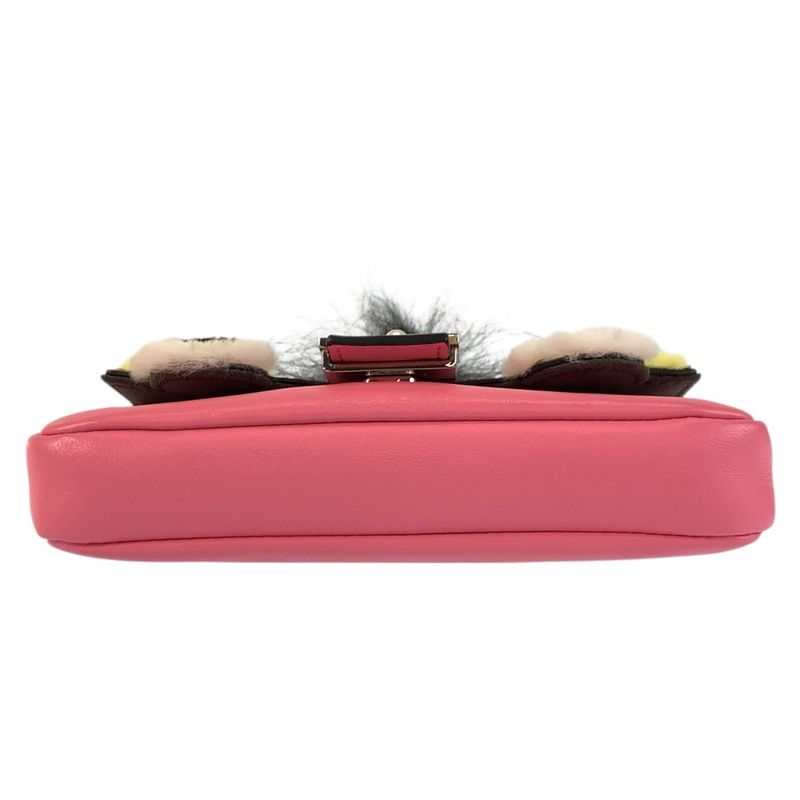 Fendi Monster Star Micro Baguette Pink Silver Shoulder Bag