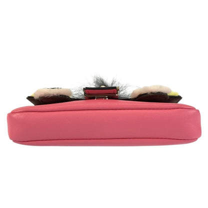 Fendi Monster Star Micro Baguette Pink Silver Shoulder Bag