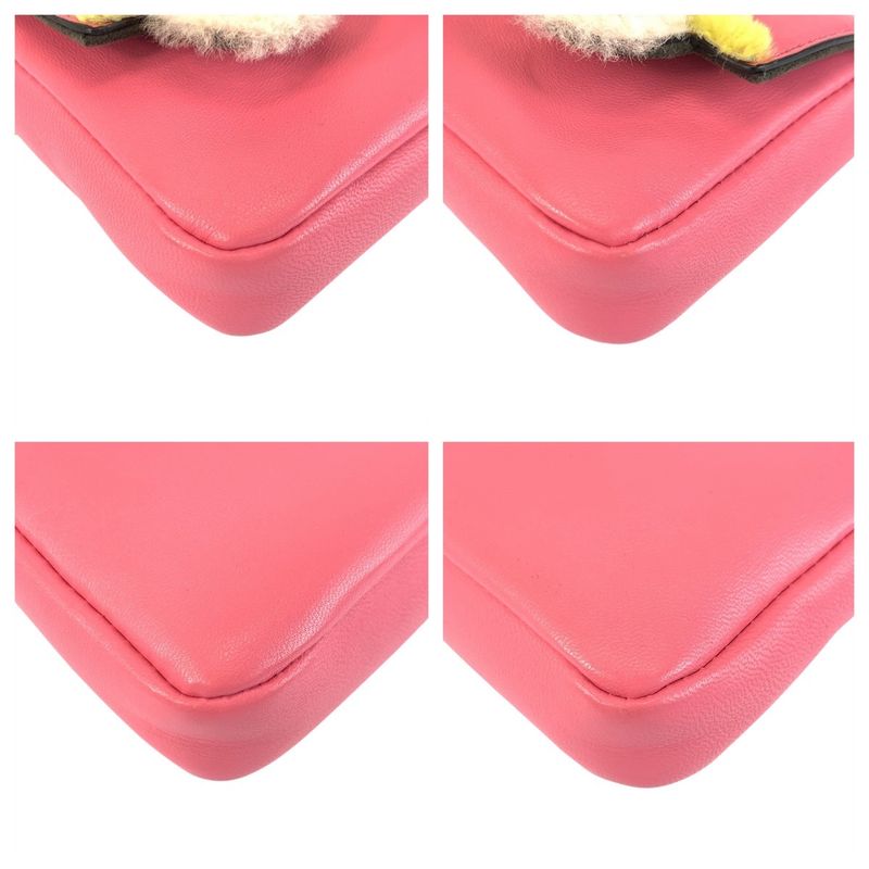 Fendi Monster Star Micro Baguette Pink Silver Shoulder Bag