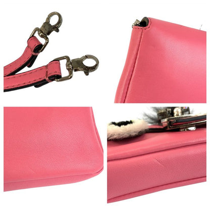 Fendi Monster Star Micro Baguette Pink Silver Shoulder Bag