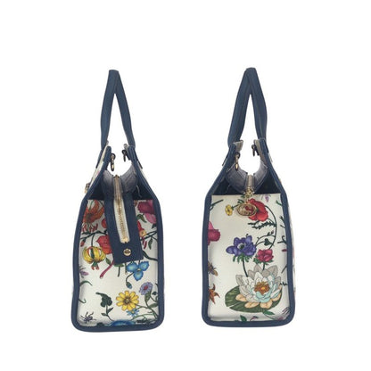Gucci Flora Floral Pattern Multicolor Canvas Leather Tote