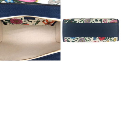 Gucci Flora Floral Pattern Multicolor Canvas Leather Tote