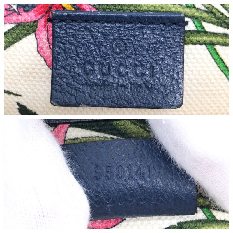 Gucci Flora Floral Pattern Multicolor Canvas Leather Tote