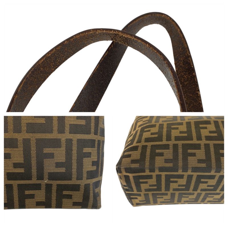 Fendi Vintage Zucca Brown Canvas Leather 71 1 991 Tote Shoulder Bag