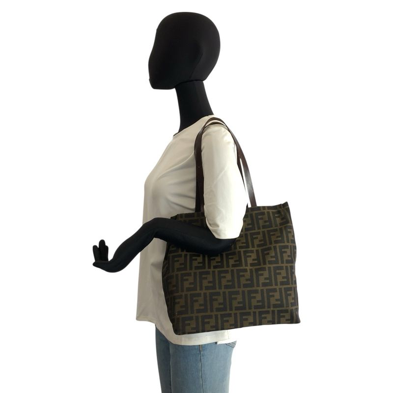 Fendi Vintage Zucca Brown Canvas Leather 71 1 991 Tote Shoulder Bag
