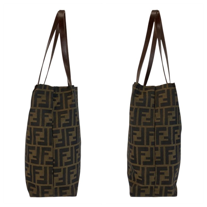 Fendi Vintage Zucca Brown Canvas Leather 71 1 991 Tote Shoulder Bag
