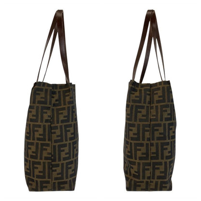 Fendi Vintage Zucca Brown Canvas Leather 71 1 991 Tote Shoulder Bag