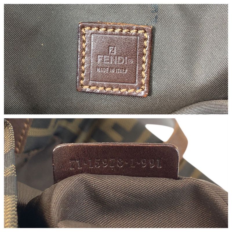 Fendi Vintage Zucca Brown Canvas Leather 71 1 991 Tote Shoulder Bag