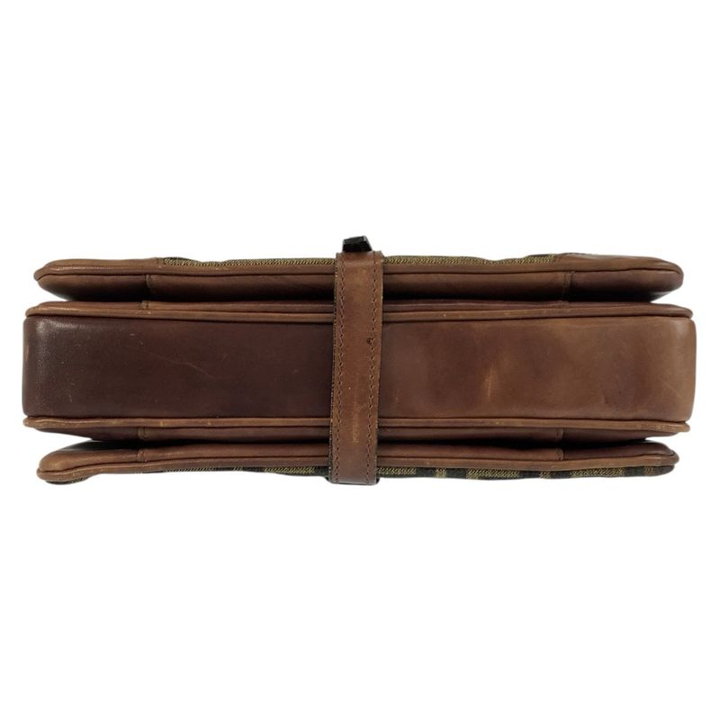 Fendi Vintage Zucca Brown Gold Canvas Leather Shoulder Bag Pochette