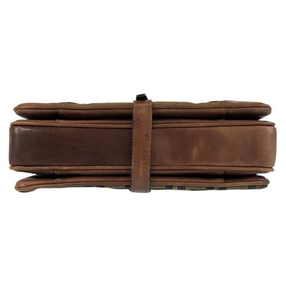 Fendi Vintage Zucca Brown Gold Canvas Leather Shoulder Bag Pochette