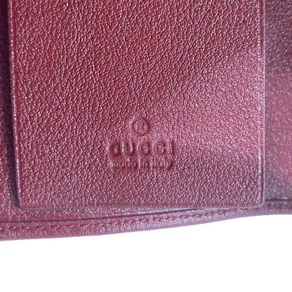 Gucci Key Case GG Marmont Bamboo Closure Red Beige 6 Hooks Leather Key Holder X