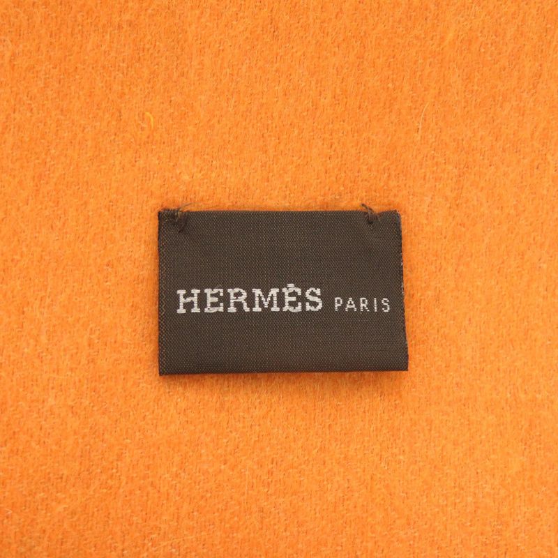 Hermes Logo Cashmere Orange Scarf