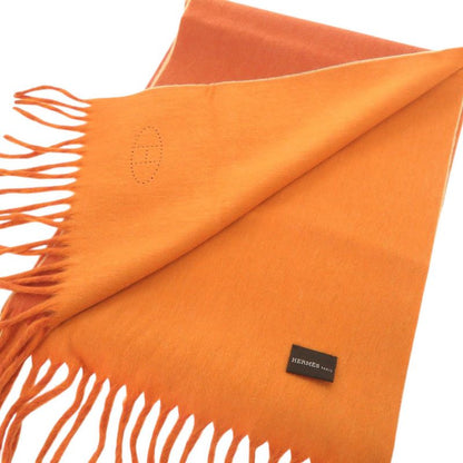 Hermes Logo Cashmere Orange Scarf