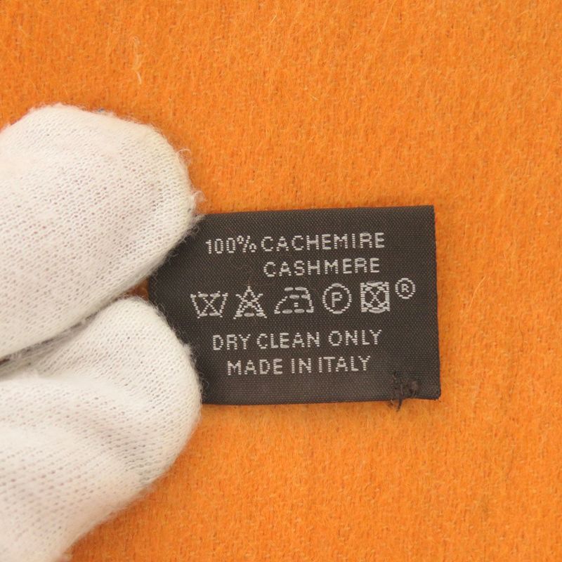 Hermes Logo Cashmere Orange Scarf