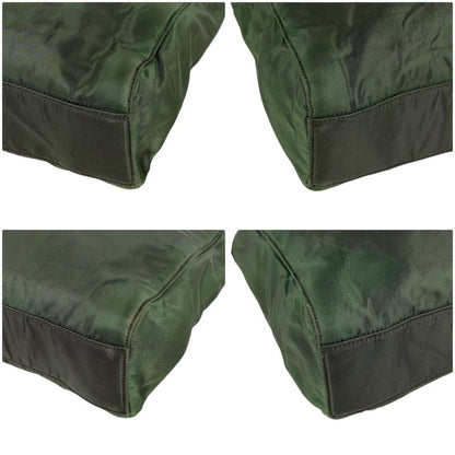 Prada Mini Tote Chain Shoulder Bag Tessuto Nylon Khaki Green Triangle Logo