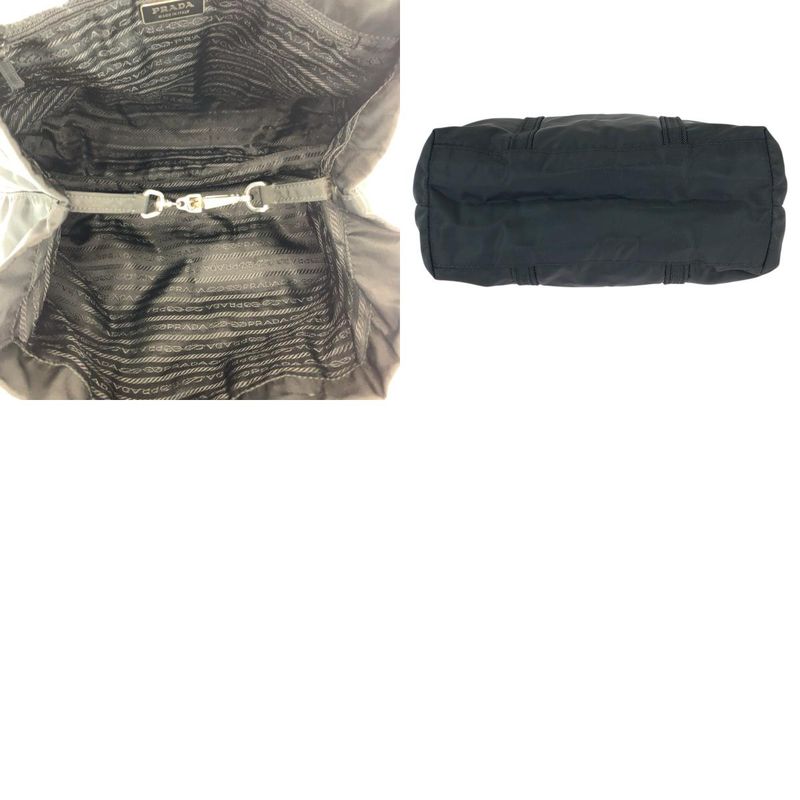 Prada Tessuto Black Silver Nylon Shoulder Bag Tote