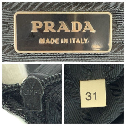 Prada Tessuto Black Silver Nylon Shoulder Bag Tote