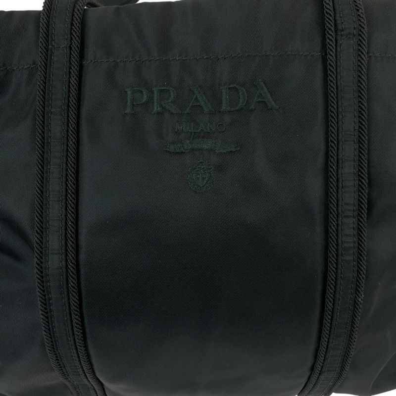 Prada Tessuto Black Silver Nylon Shoulder Bag Tote