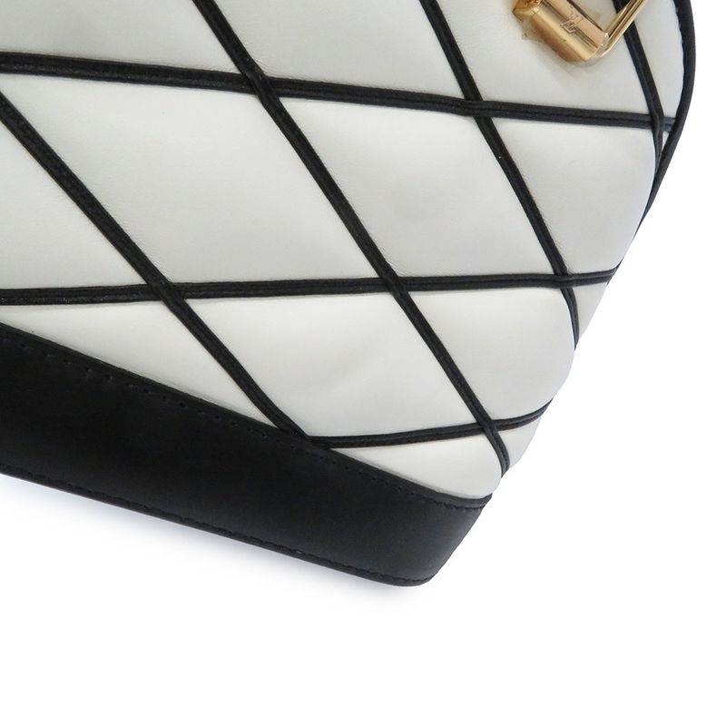 Louis Vuitton Lamb Leather Alma BB 2-Way Shoulder Bag Black White Noir