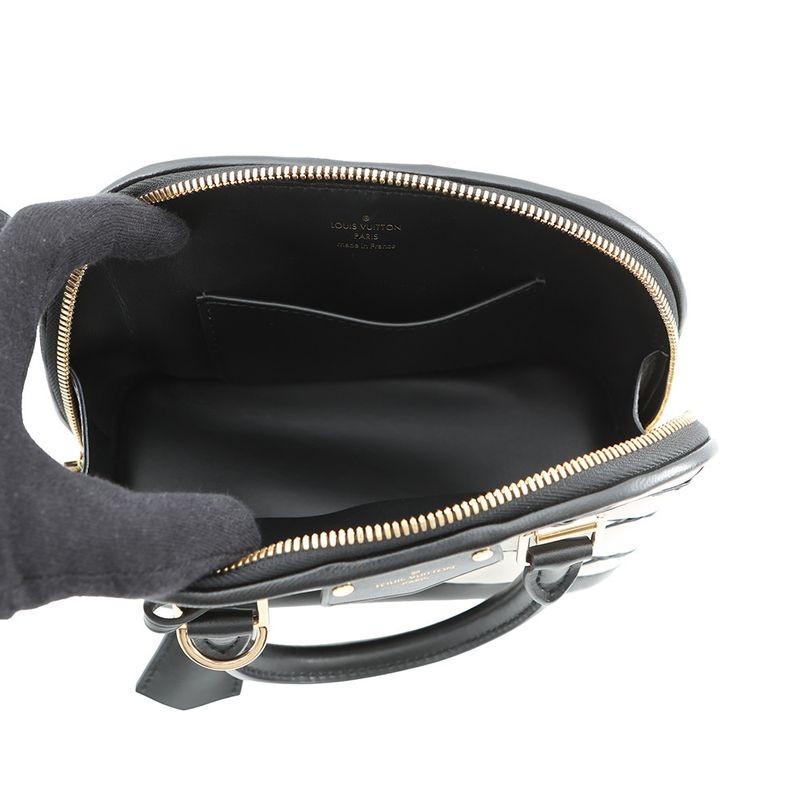 Louis Vuitton Lamb Leather Alma BB 2-Way Shoulder Bag Black White Noir