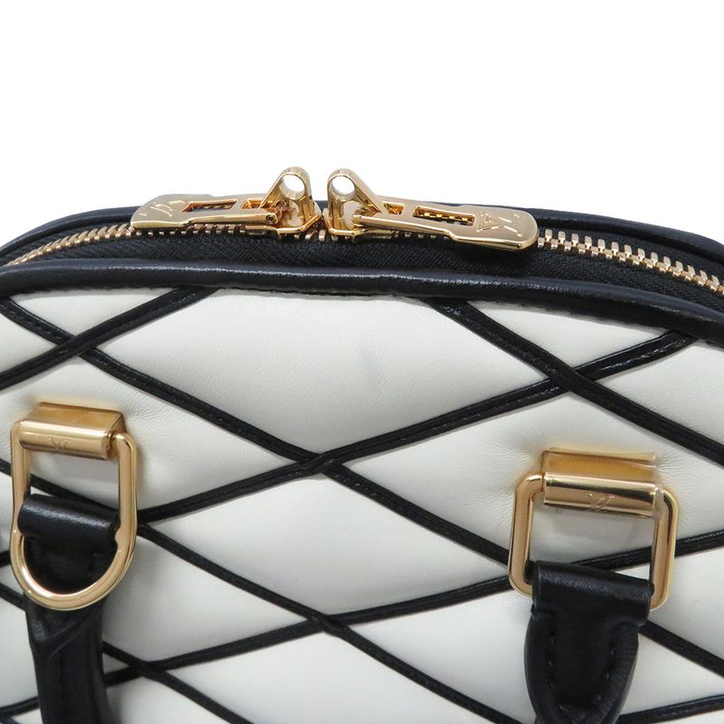 Louis Vuitton Lamb Leather Alma BB 2-Way Shoulder Bag Black White Noir