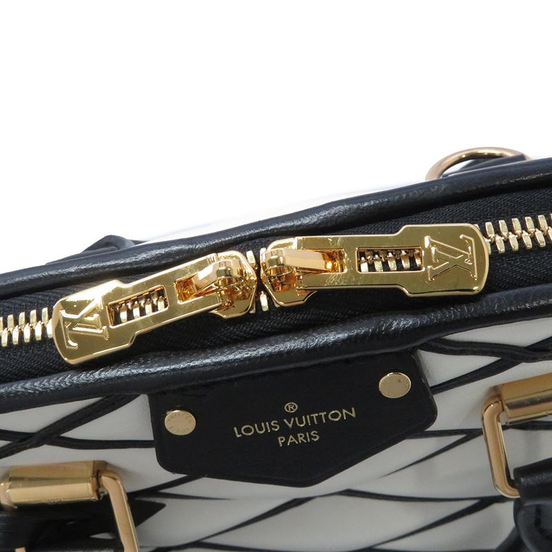 Louis Vuitton Lamb Leather Alma BB 2-Way Shoulder Bag Black White Noir