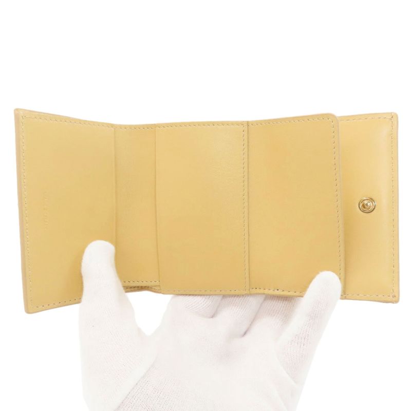 Celine Trifold Compact Wallet Bifold Leather Yellow- Yellow