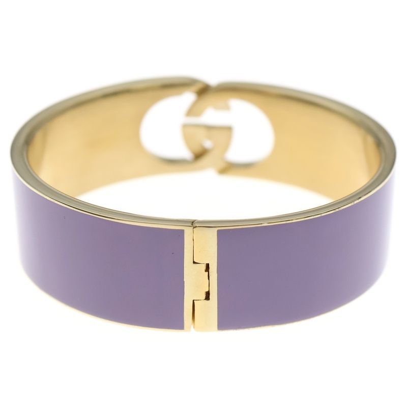 Gucci Interlocking Lacquer Calf Bracelet Bangle Purple