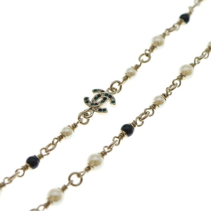 Chanel Bambi CC Logo Rhinestone Necklace Gold