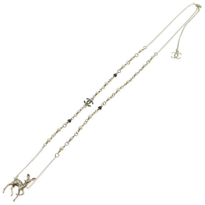 Chanel Bambi CC Logo Rhinestone Necklace Gold