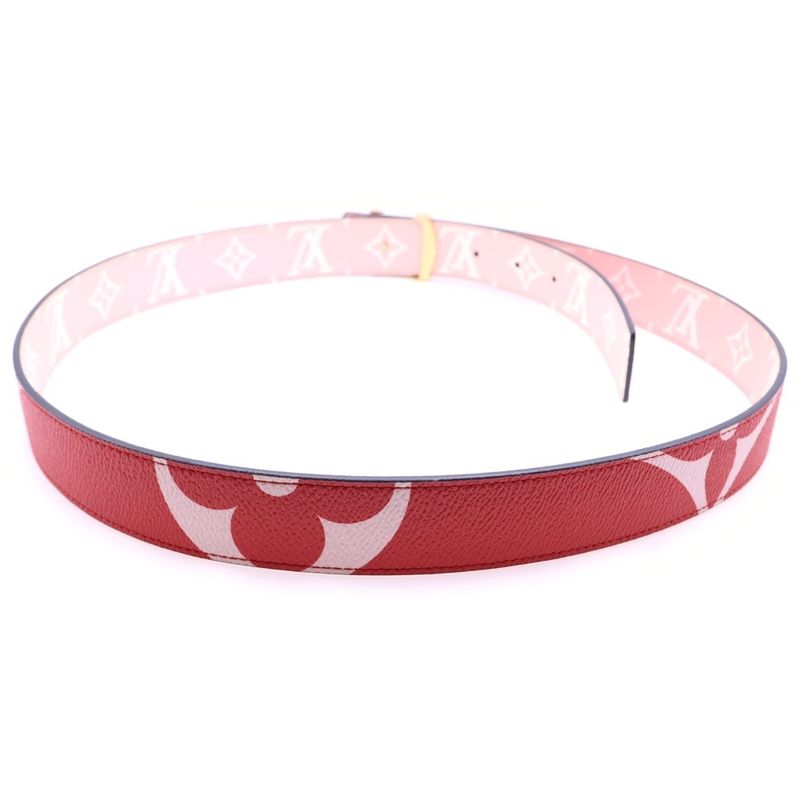 Louis Vuitton LV Initial Logo Giant Monogram Reversible Belt Red