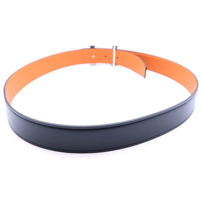 Hermes Touareg Buckle Silver Reversible Leather Black Orange