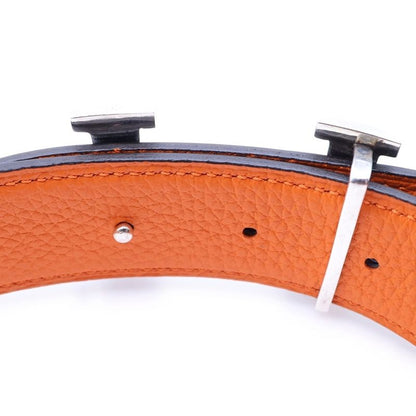 Hermes Touareg Buckle Silver Reversible Leather Black Orange