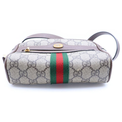 Gucci Ophidia GG Supreme Mini Shoulder Bag Brown Leather Gold