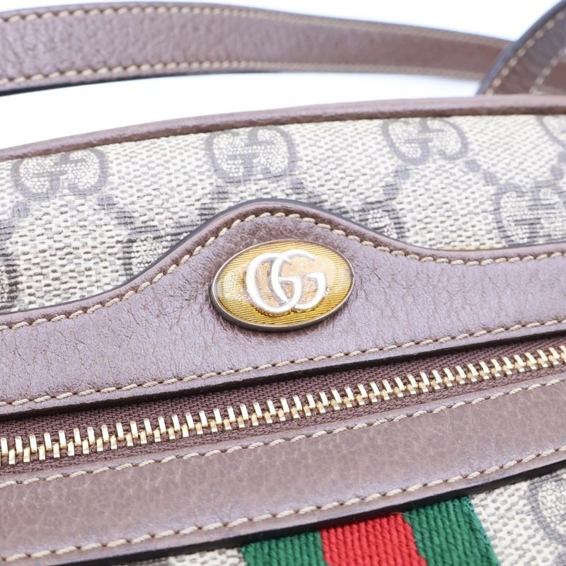 Gucci Ophidia GG Supreme Mini Shoulder Bag Brown Leather Gold