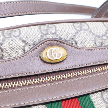 Gucci Ophidia GG Supreme Mini Shoulder Bag Brown Leather Gold