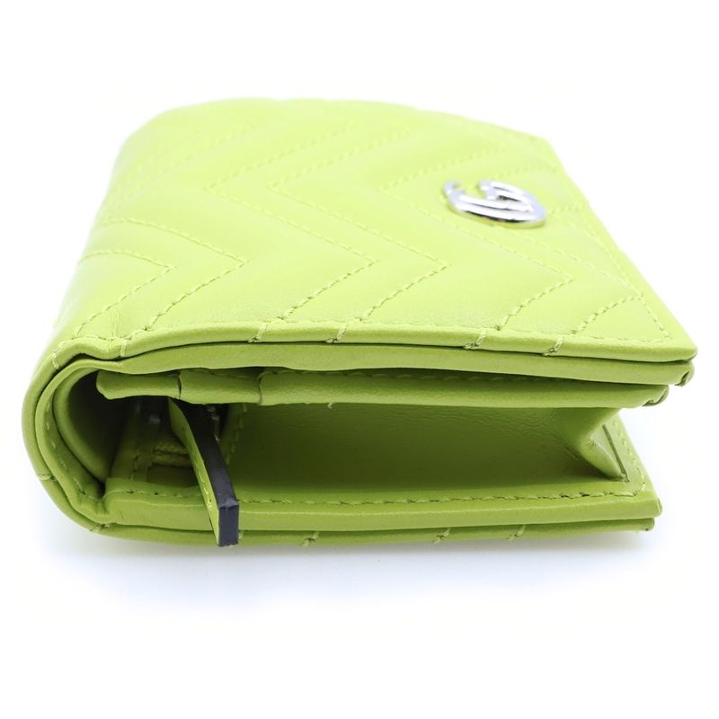 Gucci GG Marmont Bifold Wallet Lime Green Leather