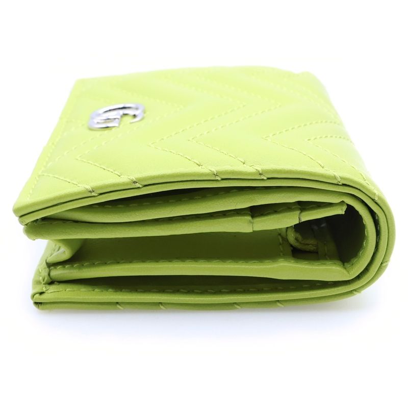 Gucci GG Marmont Bifold Wallet Lime Green Leather
