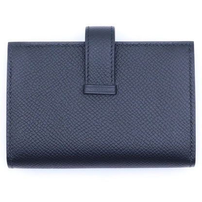 Hermes Bearn Compact Vo Madame Bifold Wallet Black Leather Silver