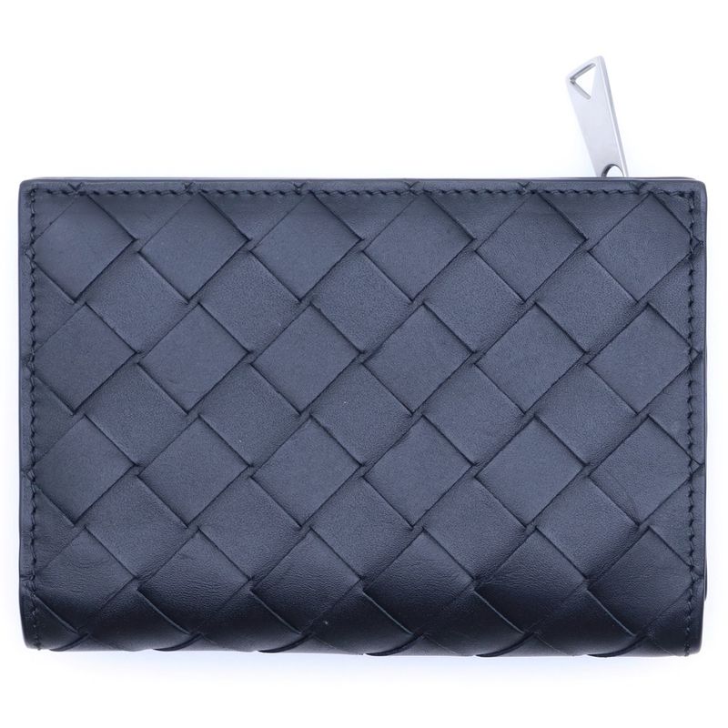 Bottega Veneta Intrecciato Bifold Wallet Compact Coin Case Black Cles