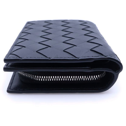 Bottega Veneta Intrecciato Bifold Wallet Compact Coin Case Black Cles