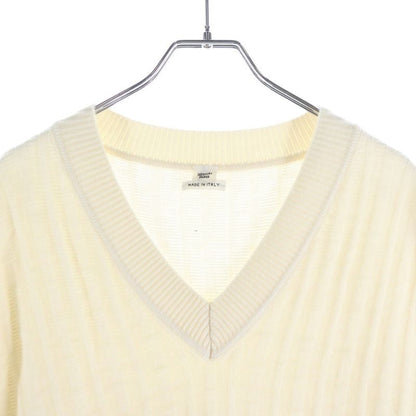 Hermes Jacquard V-neck Knit Vest Ivory