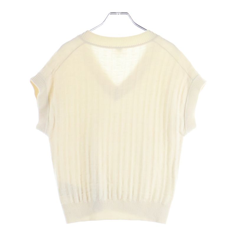 Hermes Jacquard V-neck Knit Vest Ivory