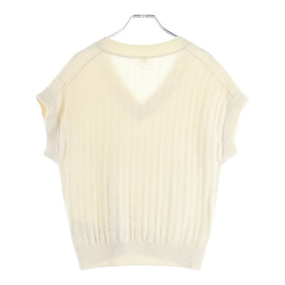 Hermes Jacquard V-neck Knit Vest Ivory