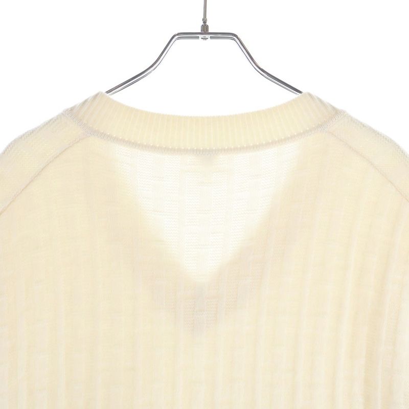 Hermes Jacquard V-neck Knit Vest Ivory