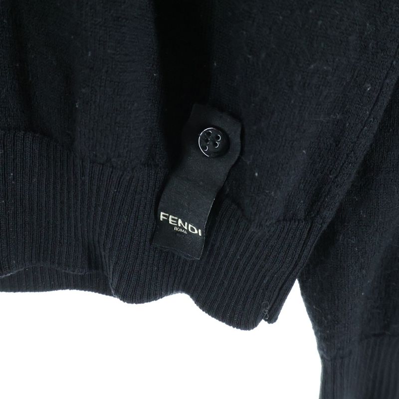 Fendi Zucca FF Jacquard High Neck Knit Black Flat
