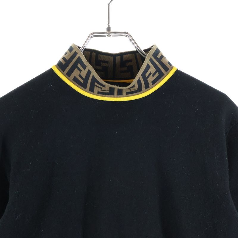 Fendi Zucca FF Jacquard High Neck Knit Black Flat