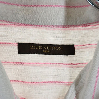 Louis Vuitton LV Logo Embroidery Striped All Over Long Sleeve Shirt Pink